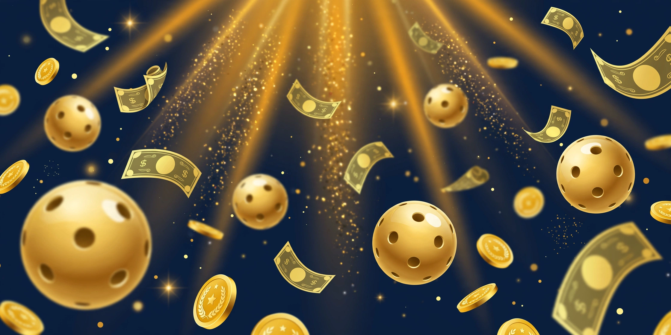 Lottery balls with cash — Millionaire for Life graphic