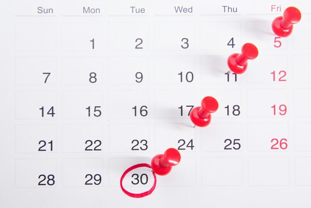 Calendar illustrating lottery prize processing time